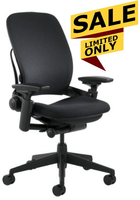 Steelcase Leap Chair V2 Fully Adjustable In Black Fabric